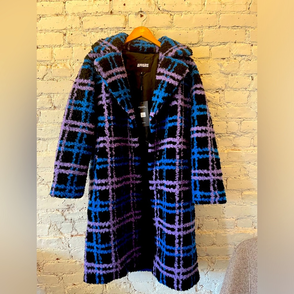 Apparis Tikka plaid teddy coat